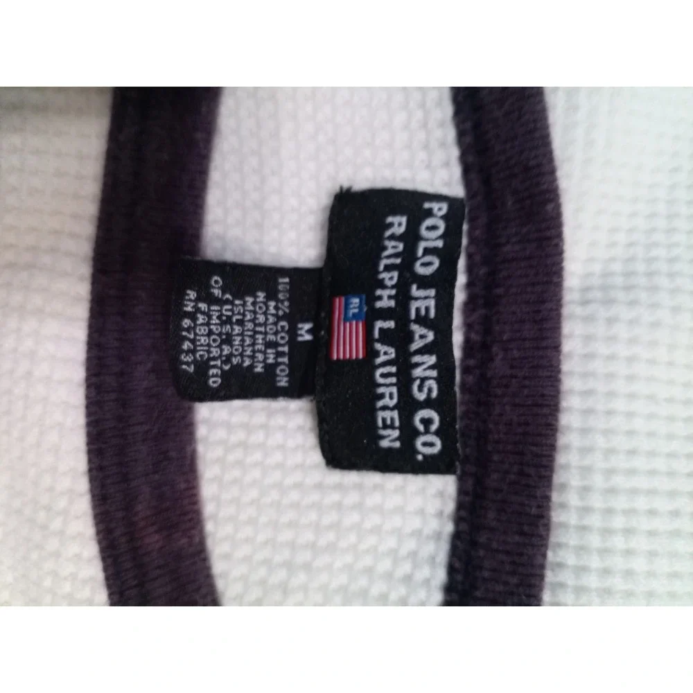 Polo Jeans Co Ralph Lauren Thermal Shirt Men's Medium White Waffle (Stain)
